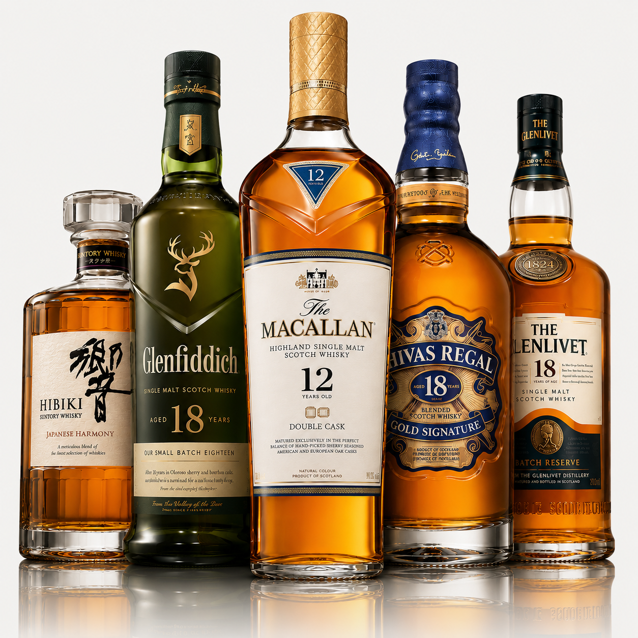 Exklusiv whiskysamling – 5 ikoniska whiskyflaskor